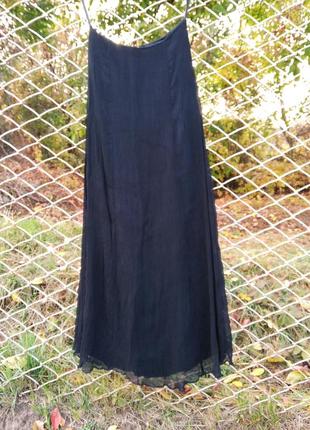 Спідниця шовк вінтаж максі чорна юбка шифонова s m6 фото