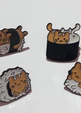 Набор из 4шт брошь брошка значок кот кошка котенок кошеня металл пин спит в разных позах