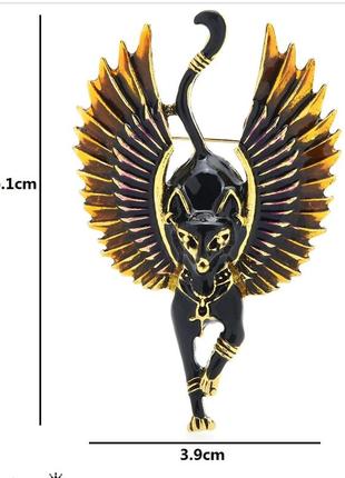 Брошка брошка чорний кіт кішка з крилами крилатий кіт єгипетська