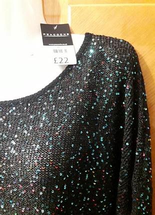 Peacocks р. xl ошатний оверсайз светр паєтки свято торжество ресторан