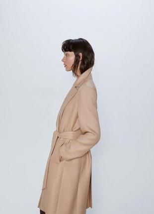 Пальто классическое с запахом zara с поясом3 фото