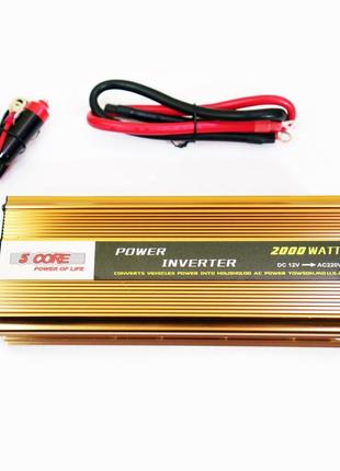 12v 220v 2000w перетворювач напруги 5 core потужний автомобіль...