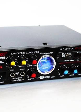 Потужний підсилювач звуку ukc av-339bt usb fm mp3 караоке blue...