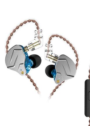 Дротові навушники kz zsn pro гарнітура з мікрофоном blue