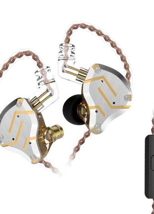 Дротові навушники kz zs10 pro гарнітура з мікрофоном glare gold