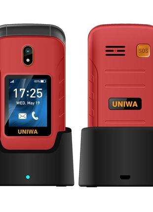 Мобільний телефон uniwa v909t red телефон розкладачка з велики...