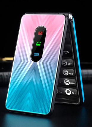 Мобільний телефон tkexun m33 blue кнопкова розкладачка з велик...