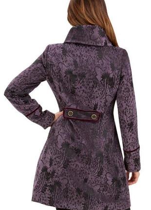 Брендовое фиолетовое демисезонное пальто с карманами joe browns вискоза этикетка2 фото
