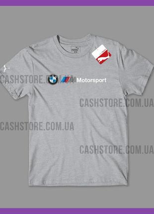 Футболка puma 'bmw m motorsport logo' з биркою | пума | сіра