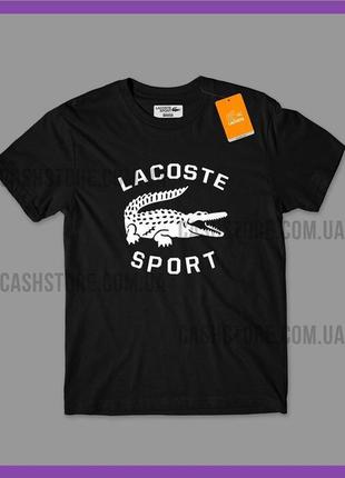 Футболка lacoste sport 'graphic logo' з биркою | лакоста | чорна