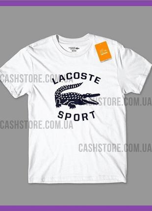 Футболка lacoste sport 'graphic logo' з биркою | лакоста | біла