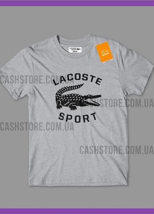 Футболка lacoste sport 'graphic logo' з биркою | лакоста | сіра
