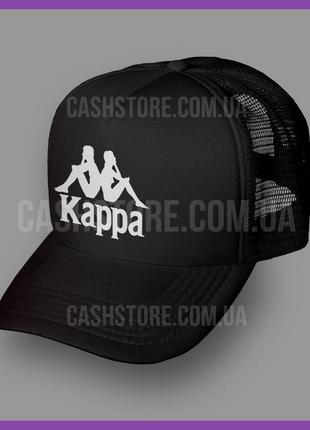 Кепка тракер kappa 'mira logo' ⁇ чорна з білим лобом2 фото