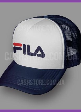 Кепка тракер fila 'classic logo' ⁇ темно-синя з білим лобом1 фото