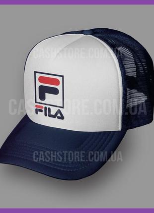 Кепка тракер fila 'square logo' ⁇ темно-синя з білим лобом