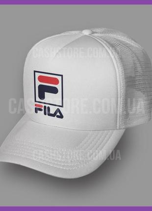 Кепка тракер fila 'square logo' ⁇ темно-синя з білим лобом4 фото