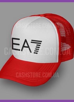 Кепка тракер emporio armani 'ea7 logo' ⁇ червона з білим лобом