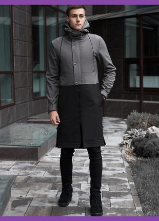 Чоловіче пальто pbv soft shell coat bali (grey-black)