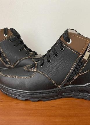 Ботинки мужские подростковые зимние черные - черевики чоловічі підліткові зимові чорні7 фото