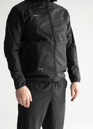 Куртка вітровка чоловіча чорна легка з капюшоном adidas2 фото
