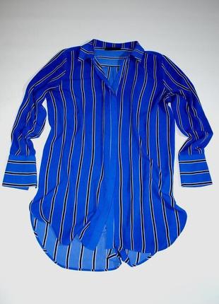 Яскрава блуза бренд m&s сорочка у вертикальну смужку удлиненна...3 фото