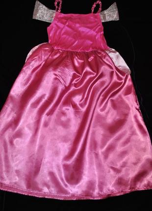 Платье disney 7-8 лет розовое на принцессу фею спереди кулон к...3 фото