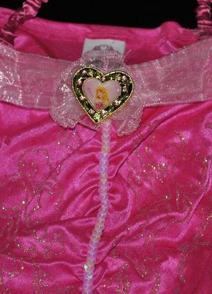 Платье disney 7-8 лет розовое на принцессу фею спереди кулон к...6 фото
