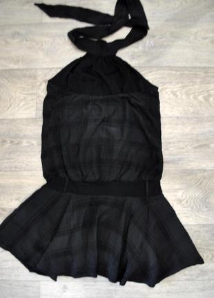 Плаття чорне вечірнє s/m міні з відкритими плечима італія клітка4 фото