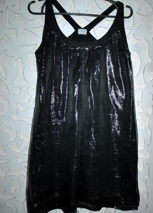Платье oasis черное с люрексом нарядное s-m блестящее вечернее6 фото