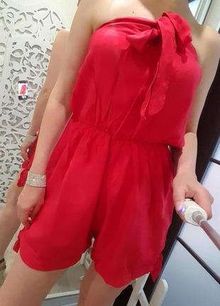 Ромпер м червоний розкішний літній яскраве плаття шорти комбінезо2 фото
