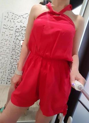 Ромпер м червоний розкішний літній яскраве плаття шорти комбінезо6 фото