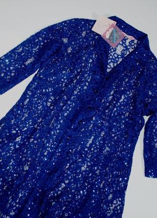 Кофта michele синя паєтки ажурна шикарна розкішна блуза н...7 фото