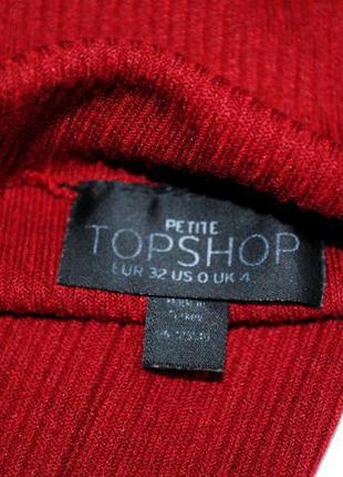 Топ topshop xs s бренд бордовий марсала рубчик гольф трикотажн...7 фото