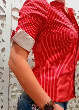 Сорочка hennes xs / s швеція блуза жіноча літнє червона з...8 фото