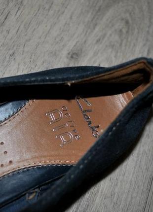 Осінні жіночі туфлі бренда clarks замшеві сині 24,5-25 см2 фото
