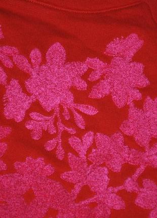 Світшот h&m швеція xs/s червоний яскравий із рожевою вишивкою тра7 фото