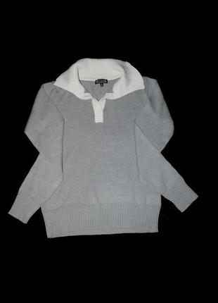 Джемпер m светр сірий із білим коміром класика жіночий2 фото