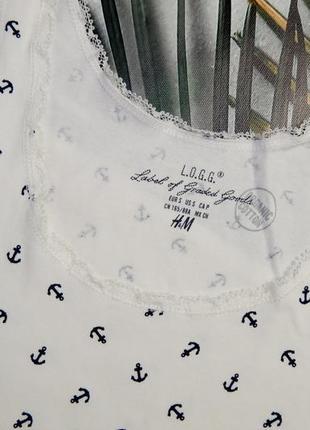 Майка h&m (швеція біла морський візерунок якір принт бавовняна жі3 фото