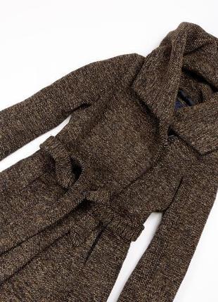 Шикарне пальто zara s з капюшоном і коміром коричневе2 фото