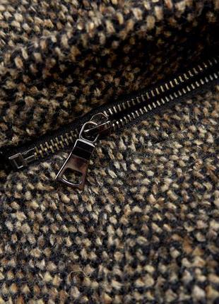 Шикарне пальто zara s з капюшоном і коміром коричневе3 фото