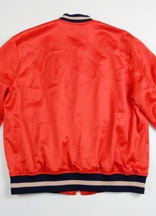 Куртка h&m m/l бомбер червона атласна з вишивкою демісезон же...4 фото