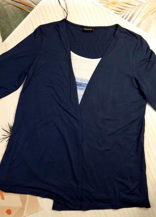 Кофта laura torelli світшот футболка 2 в 1 накидка реглан сині...3 фото