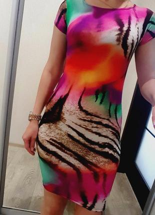 Сукня s-m яскраве по фігурі кольорове blossem італія облягаюче2 фото