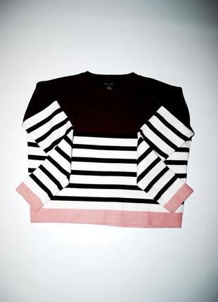 Світшот щільний контрастний светр бордовий у смужку жіночий4 фото