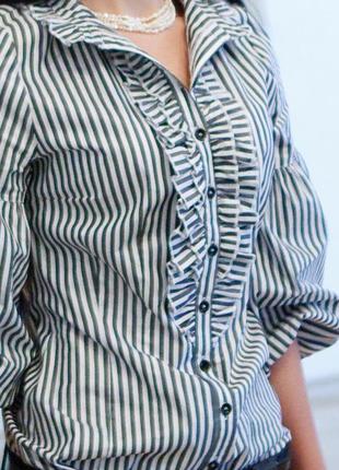 Блузка сіра в смужку шикарна сорочка розкішна італія xs s2 фото