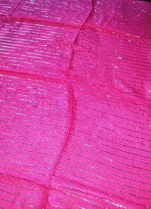 Хустка, шарф яскравий рожевий з люрексом патапнтин4 фото