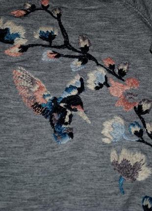 Кофта жіноча next світшот светр сірий із вишивкою бренд s лон...6 фото