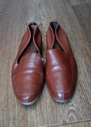 Лофери сліпони туфлі шкіряні коричневі натуральні 37 24 см