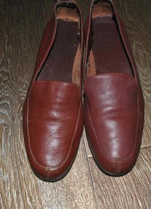 Лофери сліпони туфлі шкіряні коричневі натуральні 37 24 см2 фото