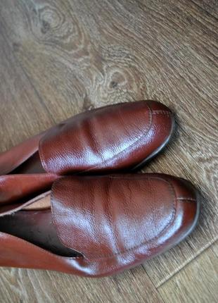 Лофери сліпони туфлі шкіряні коричневі натуральні 37 24 см8 фото